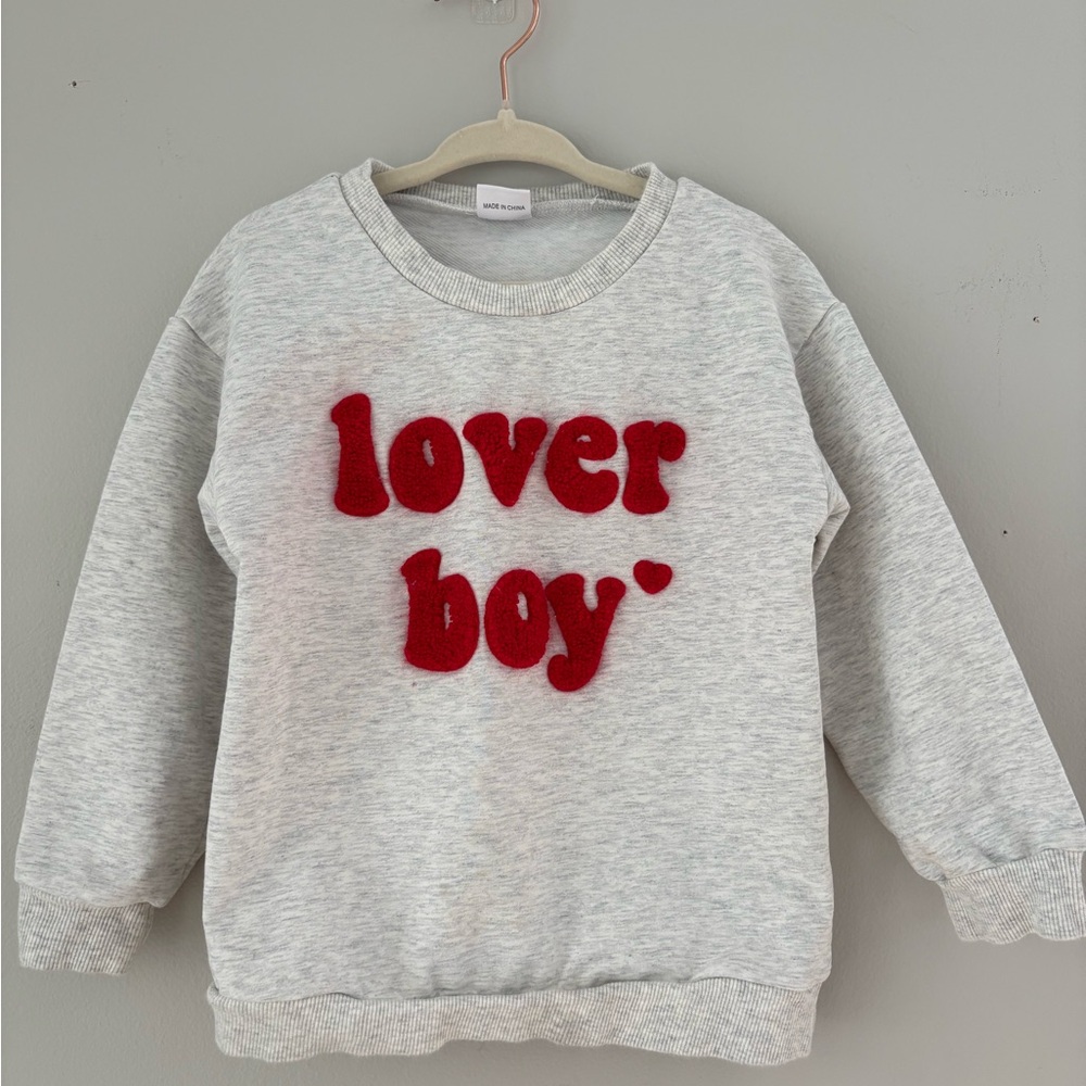 Gray Sweatshirt with Red 'Lover Boy'